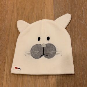 Kitty cat knit beanie hat with ears white